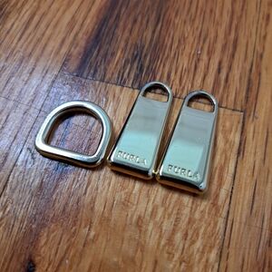 Furla soft gold zipper pulls + D-ring | Spare/replacement/repair/rehab parts